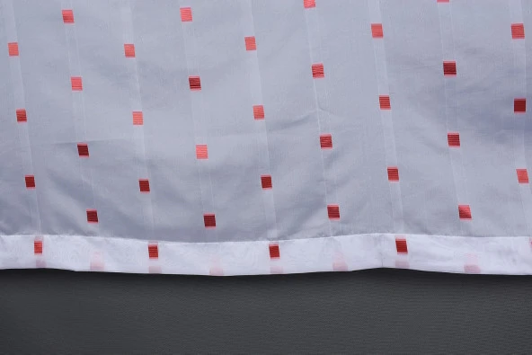 TERGAL KARELİ BORDO RENK TEK KANAT Hazır dikilmiş Pileli Fon Perde 300*260 cm - Resim 3