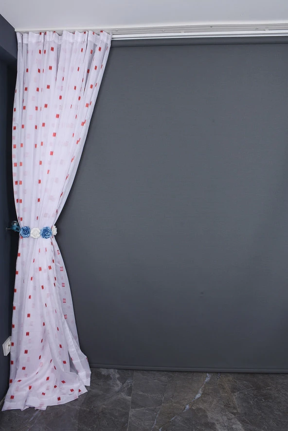 TERGAL KARELİ BORDO RENK TEK KANAT Hazır dikilmiş Pileli Fon Perde 300*260 cm - Resim 6