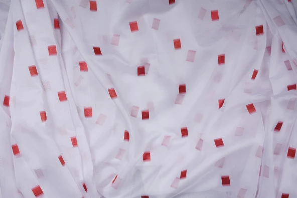 TERGAL KARELİ BORDO RENK TEK KANAT Hazır dikilmiş Pileli Fon Perde 300*260 cm - Resim 9