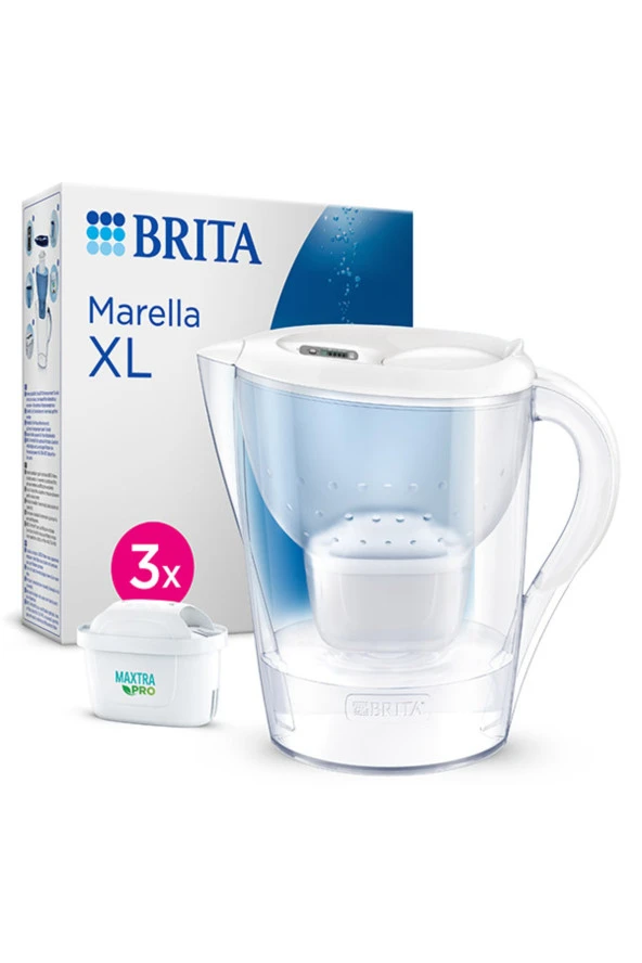 Brita Marella XL 3x Maxtra Pro All-in-1 Filtreli Su Arıtma Sürahisi Beyaz