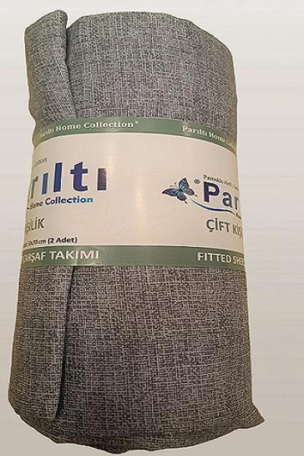 Çarşaf 90298 Fıtted Çift Kişi Keten Tarzı Pamuk Kumaş 2Yastık Kılıflı açık Gri - 4