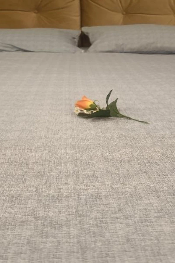 Çarşaf 90298 Fıtted Çift Kişi Keten Tarzı Pamuk Kumaş 2Yastık Kılıflı açık Gri - 7