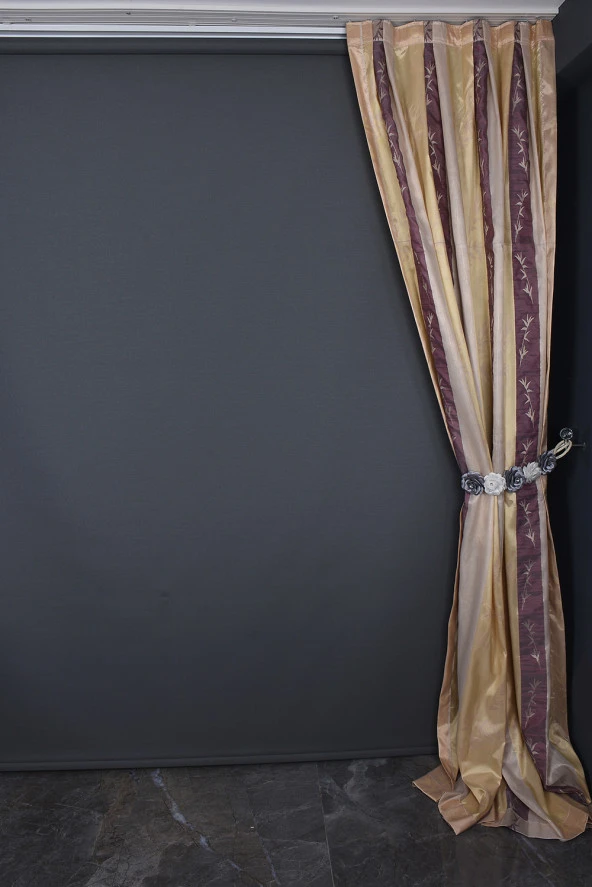 SATEN 750 MODEL VİZON RENK TEK KANAT Pileli Fon Perde 75*260 cm - Resim 7