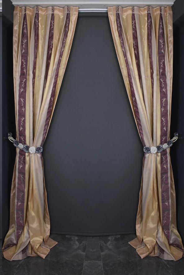 SATEN 750 MODEL VİZON RENK TEK KANAT Pileli Fon Perde 75*260 cm - Resim 8