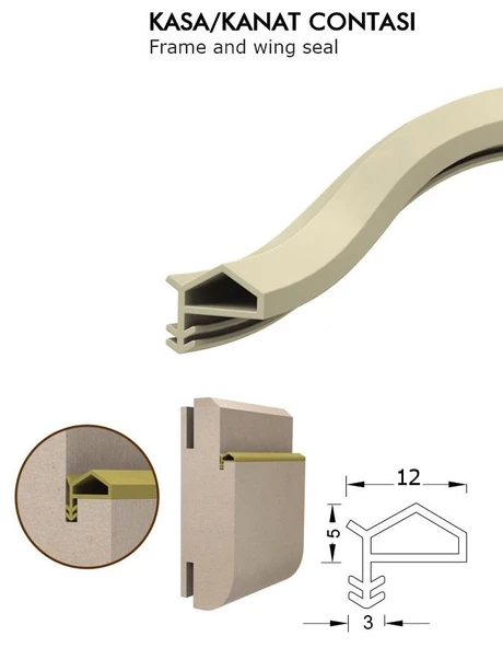 Contacall Ahşap Kapı Fitili Ahşap Kapı Contası Siyah 25 Metre Yandan Tırnaklı - 2