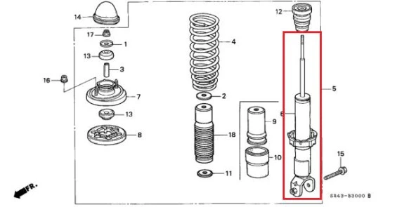 Amortisör Arka Civic 1988-1995 Çatallı ürün görseli 1