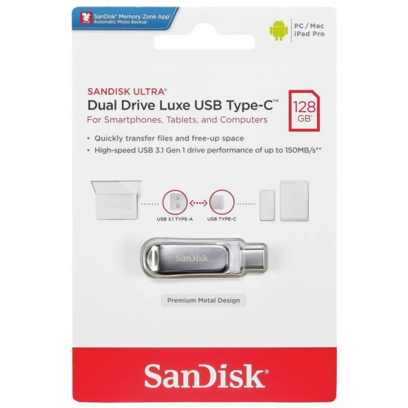 Sandisk 128GB USB Ultra Dual Drive Luxe 3.1 Type-C SDDDC4-128G-G46