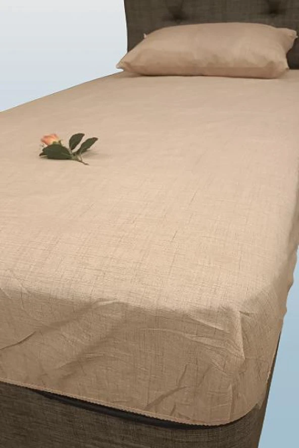 Çarşaf 90299 Fıtted Keten Tarzı Pamuk Kumaş somon Tek Kişi Yastık Kılıf El yapım - 2