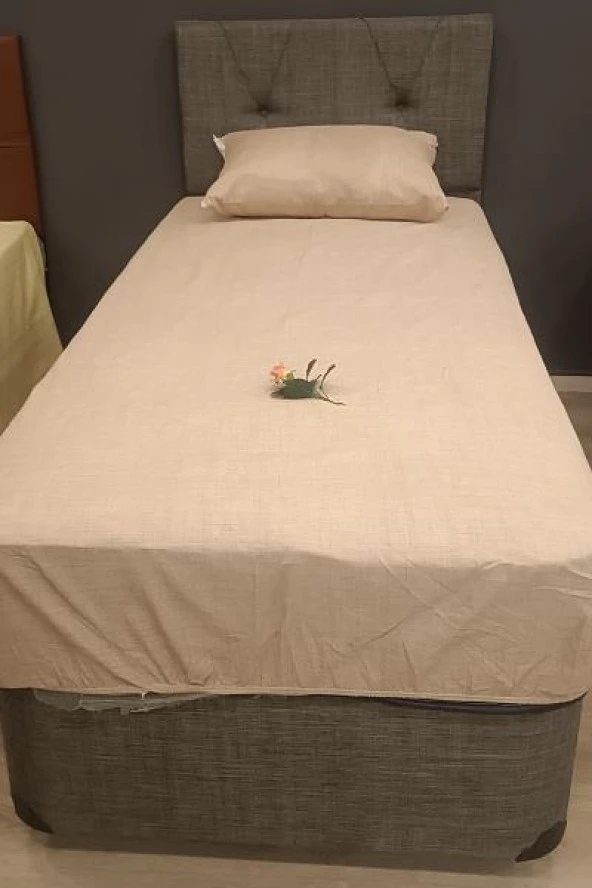 Çarşaf 90299 Fıtted Keten Tarzı Pamuk Kumaş somon Tek Kişi Yastık Kılıf El yapım - 4