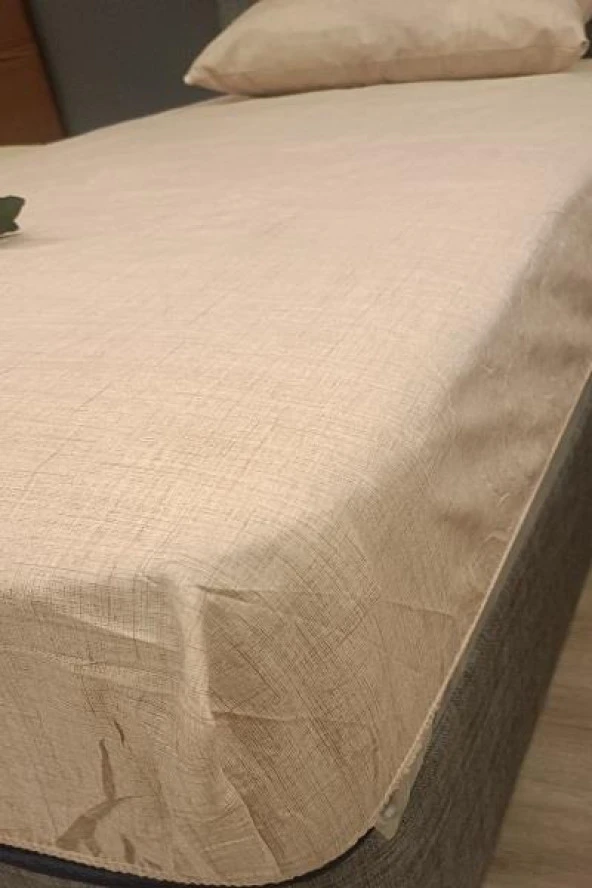 Çarşaf 90299 Fıtted Keten Tarzı Pamuk Kumaş somon Tek Kişi Yastık Kılıf El yapım - 5