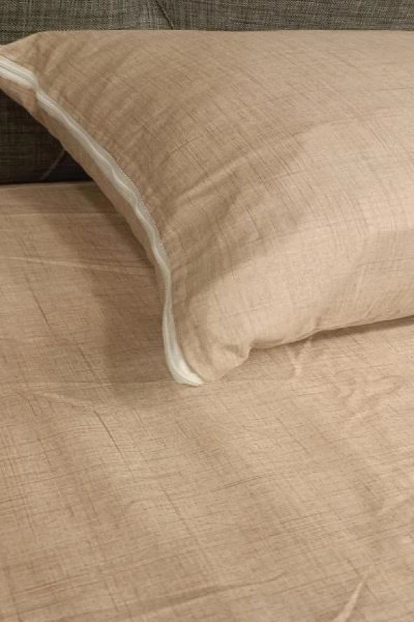 Çarşaf 90299 Fıtted Keten Tarzı Pamuk Kumaş somon Tek Kişi Yastık Kılıf El yapım - 7