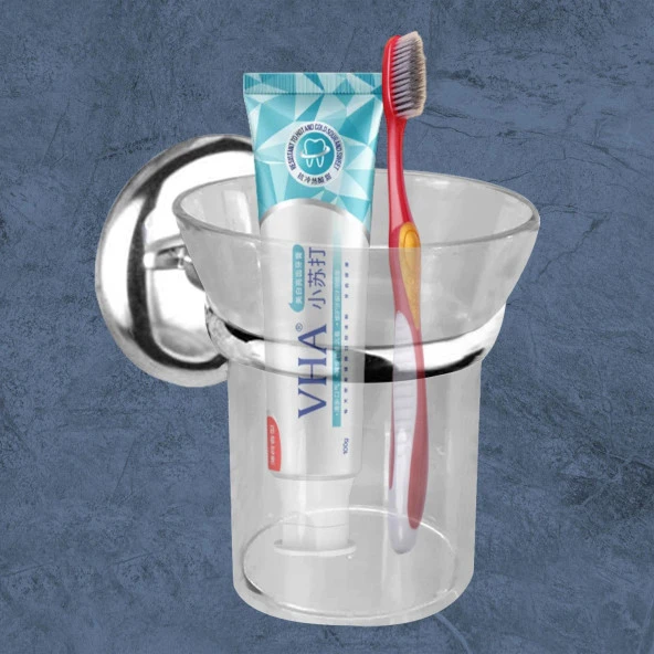 Diş Fırçalık Vidalı Banyo Diş Fırçası Kabı Kutusu Krom Kristal - 4