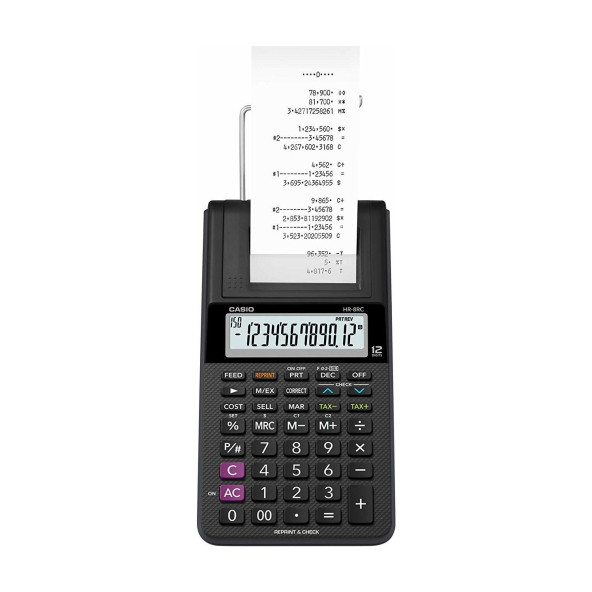 Casio HR-8RC-BK Portable Şeritli Hesap Makinesi