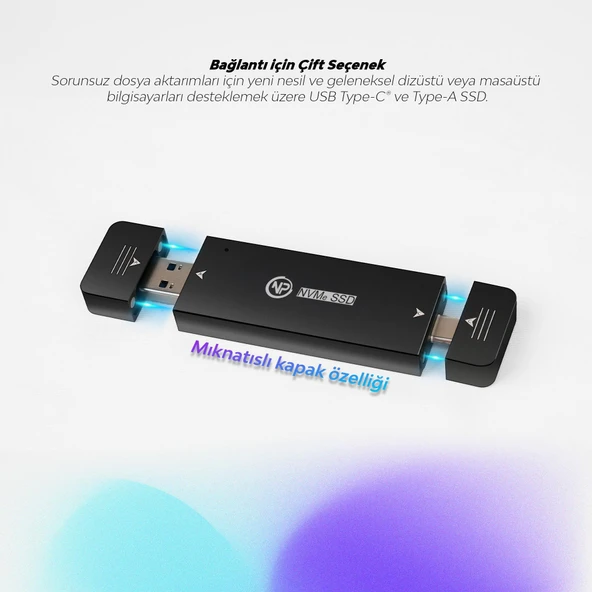 NPO DK01 USB-A/Type-C 1000/900Mb/s 512GB 22x42 M.2 NVMe Taşınabilir Harici SSD - 6