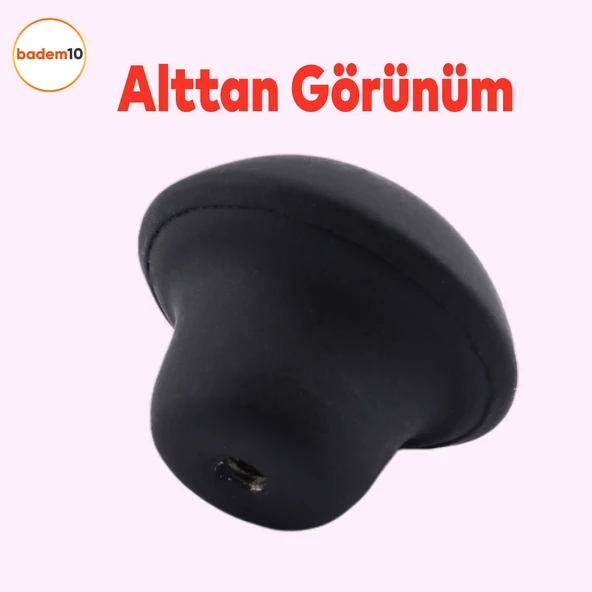 Mantar Düğme Mobilya Mutfak Çekmece Dolap Dolabı Kulpu Kulbu Mat Siyah Metal Kulpları Tek Vidalı - 5