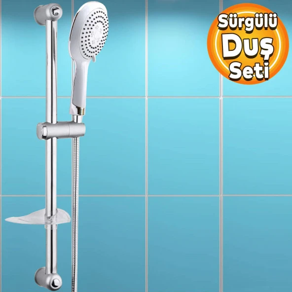 Duş Seti Sürgülü Banyo Duş Başlığı Seti Fiskiyesi Telefonu Yuvarlak Başlık Metal Hortum ürün görseli