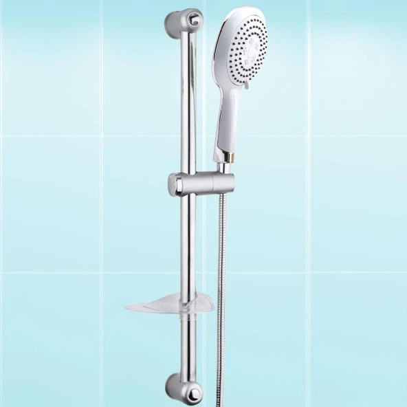 Duş Seti Sürgülü Banyo Duş Başlığı Seti Fiskiyesi Telefonu Yuvarlak Başlık Metal Hortum - Resim 4