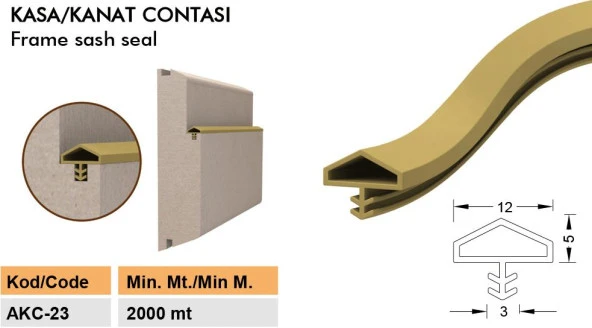 Contacall Ahşap Kapı Fitili Ahşap Kapı Contası Kahverengi 25 Metre Ortadan Tırnaklı Çatılı - Resim 2