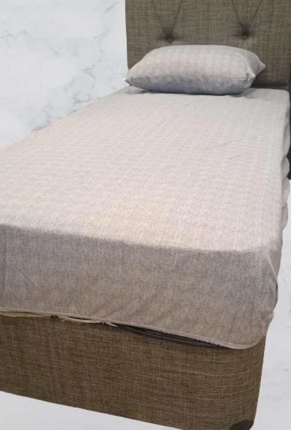 Çarşaf Fitted 90300 Tek Yavruağzı renk Krem Keten Pamuk Kumaş Yastık Kılıf - 3