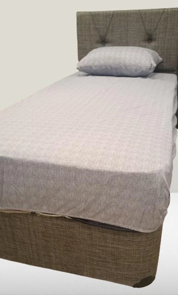 Çarşaf Fitted 90300 Tek Yavruağzı renk Krem Keten Pamuk Kumaş Yastık Kılıf - 4