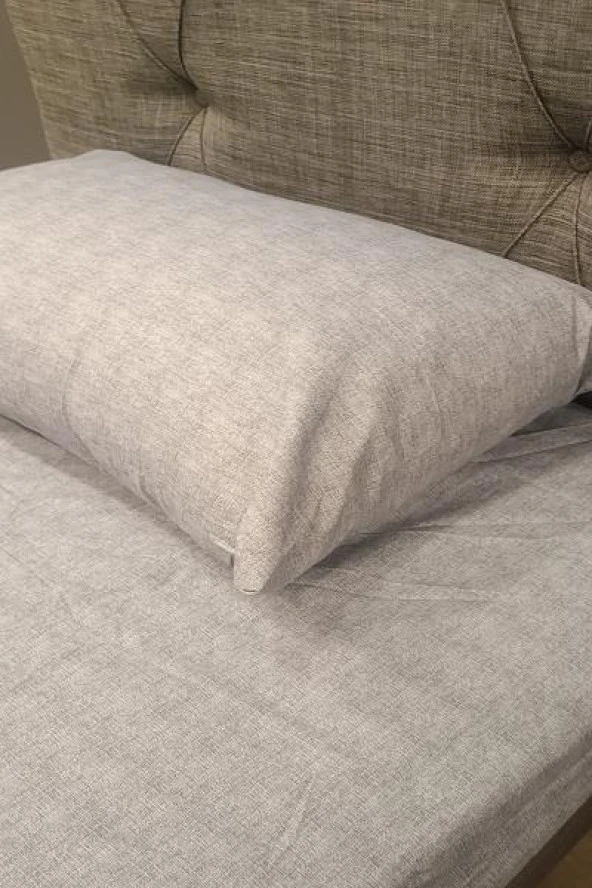 Çarşaf Fitted 90300 Tek Yavruağzı renk Krem Keten Pamuk Kumaş Yastık Kılıf - 6