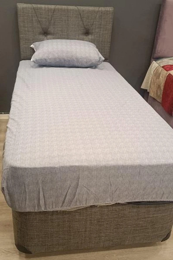 Çarşaf Fitted 90300 Tek Yavruağzı renk Krem Keten Pamuk Kumaş Yastık Kılıf - 9