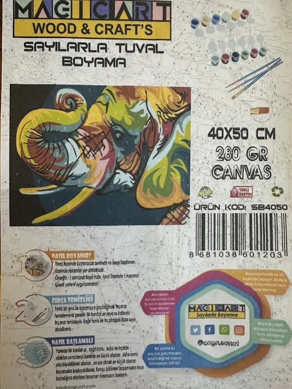 Sayılarla Tuval Boyama Fil Görünümlü - 4