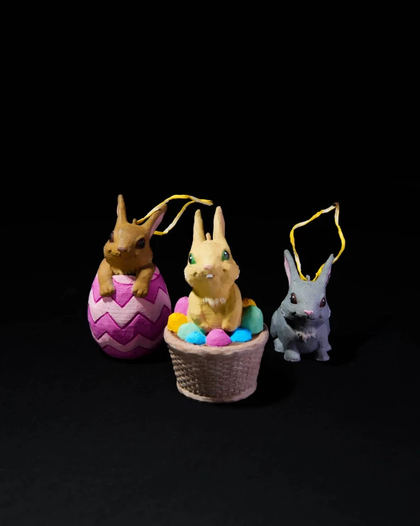 3'lü Yılbaşı Ağacı Süsü-Tavşan - 4