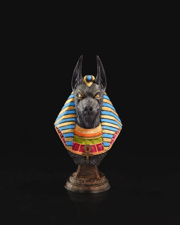 Antik Mısır Tanrısı Anubis Büst-Figür-Biblo 15 CM (Orta Boy)