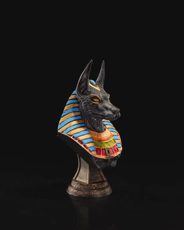 Antik Mısır Tanrısı Anubis Büst-Figür-Biblo 15 CM (Orta Boy) - 2