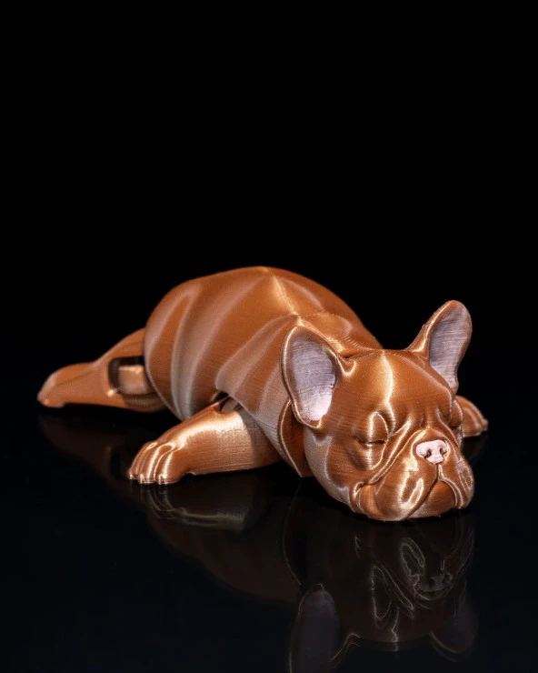Hareketli Uyuyan French Bulldog Oyuncak Figür 15CM - 4