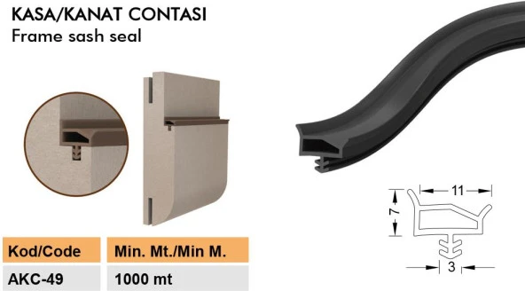 Contacall Ahşap Kapı Fitili Ahşap Kapı Contası Krem 25 Metre Ortadan Tırnaklı - Resim 3