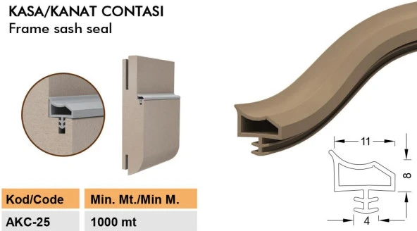 Contacall Ahşap Kapı Fitili Ahşap Kapı Contası Beyaz 25 Metre Ortadan Tırnaklı - Resim 3