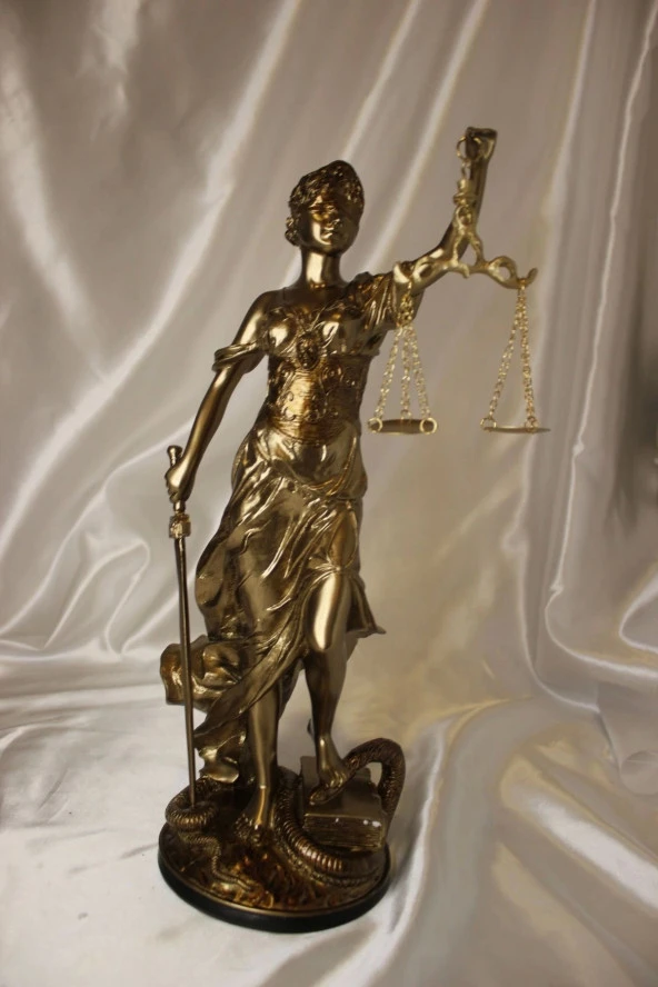Avukat Adalet Kadın Heykeli Themis Terazi Dekoratif Hakim Gold