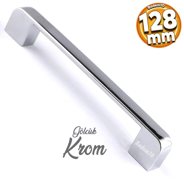 Gölcük Oval Mobilya Mutfak Dolap Çekmece Dolabı Kapak Metal Kulpu Kulbu Kulpları Krom 128 Mm-12.8 Cm ürün görseli