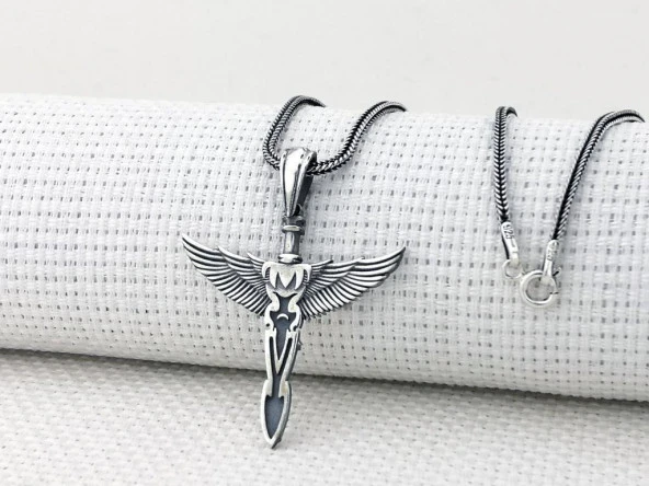 Kanatlı Kılıç 925 Ayar Gümüş Kolye - Resim 3