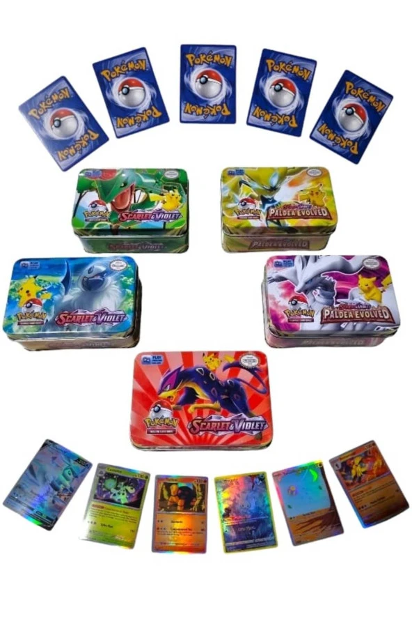 Pokemon Metal Kutulu Scarlet & Violet Serisi Oyun Kartı Trading Card Game İngilizce - 1 Kutu