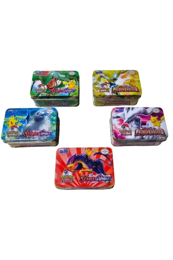 Pokemon Metal Kutulu Scarlet & Violet Serisi Oyun Kartı Trading Card Game İngilizce - 1 Kutu - 3