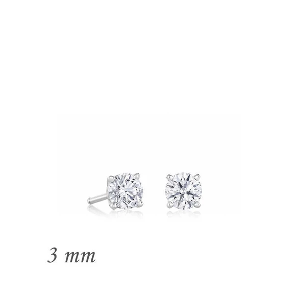 VGD Gümüş Yuvarlak Tek Taş Zirkon Küpe - 3 mm - 2