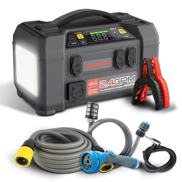 Lokithor AW401 12V 2500Amp Li-Polimer Akıllı Akü Takviye + Pompa + Basınçlı Yıkama + Powerbank + Led Lamba - 2