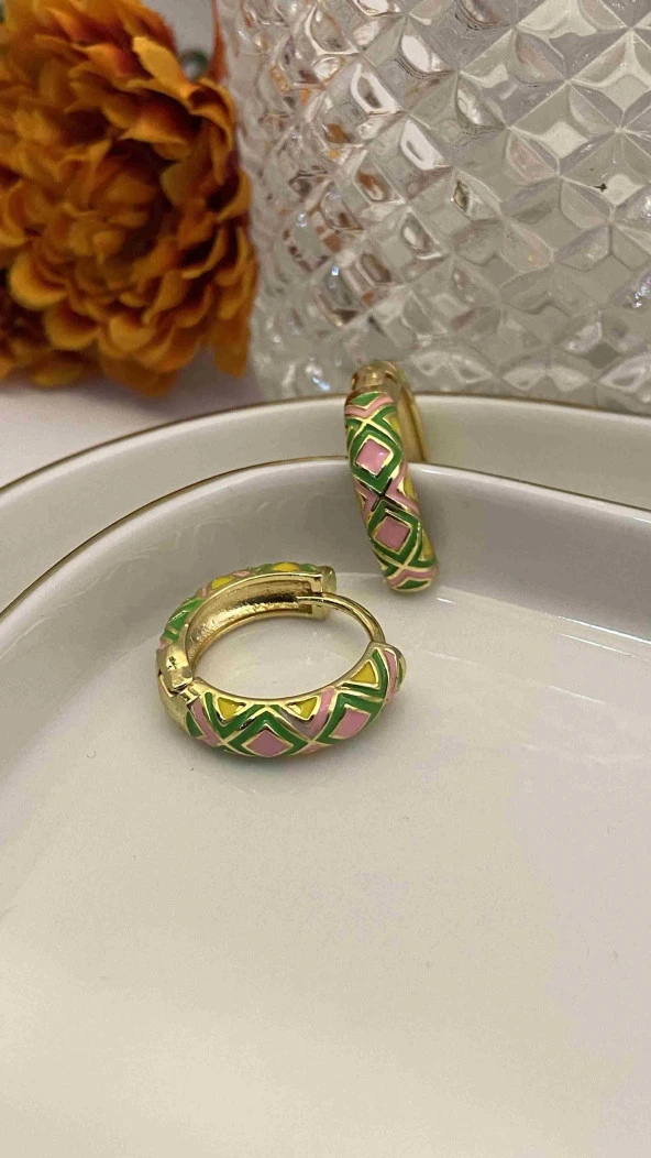 Aksesuar Çarşısı 316L Çelik Yeşil Mineli Halka Küpe ürün görseli