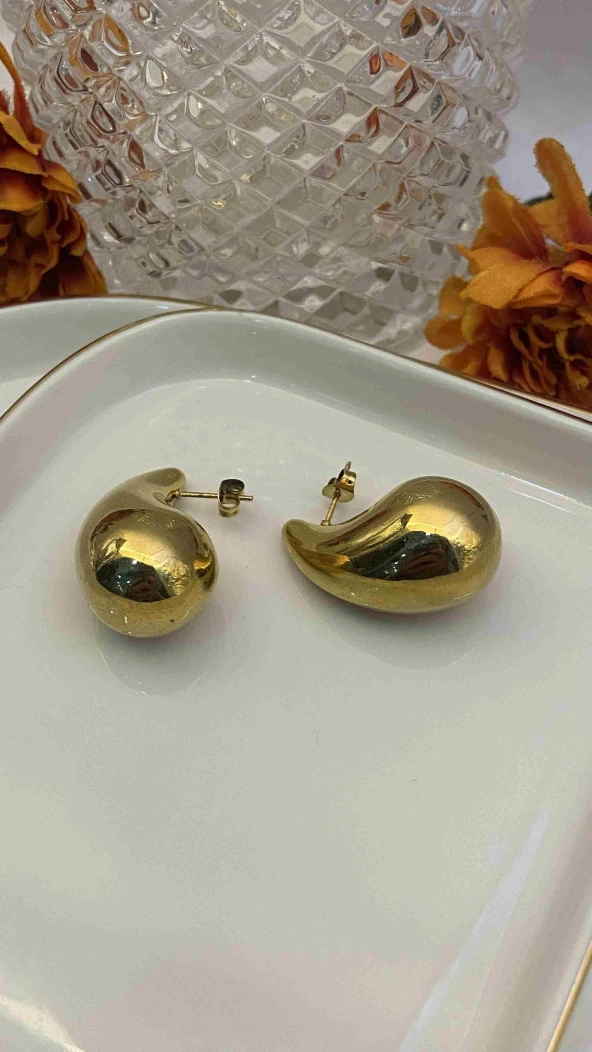 Aksesuar Çarşısı 316L Çelik Balon Küpe Gold ürün görseli