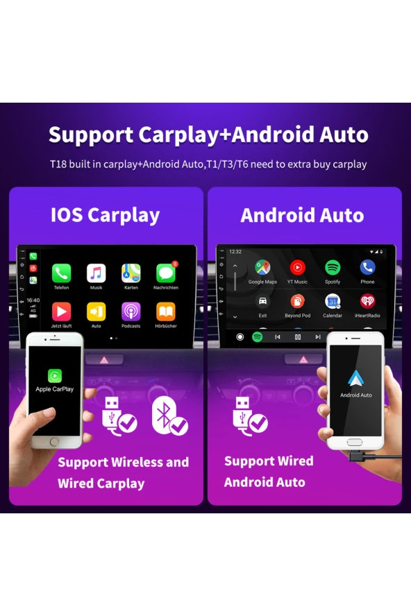9 inç Universal Android 13 Uyumlu / 2+32GB /+CARPLAY ve Android AUTO ile 2Din Double Ekran 23-13cm - 2