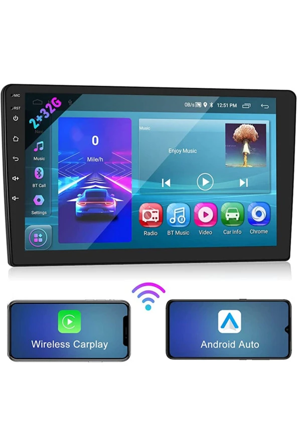 9 inç Universal Android 13 Uyumlu / 2+32GB /+CARPLAY ve Android AUTO ile 2Din Double Ekran 23-13cm - 4