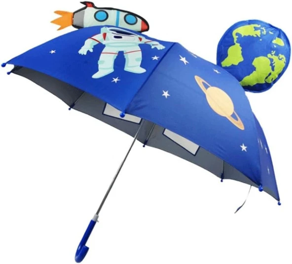 ASTRONOT KARAKTERLİ FİGÜRLÜ KIZ ERKEK ÇOCUK ŞEMSİYE HEDİYELİK UFAK BOY ÜÇ BOYUTLU - Resim 2
