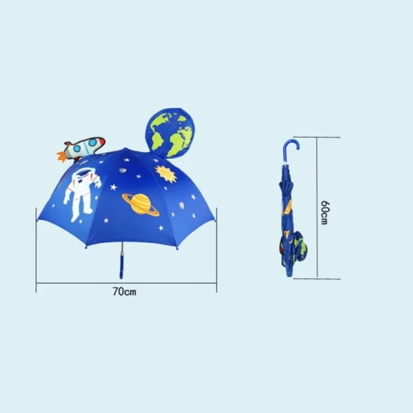 ASTRONOT KARAKTERLİ FİGÜRLÜ KIZ ERKEK ÇOCUK ŞEMSİYE HEDİYELİK UFAK BOY ÜÇ BOYUTLU - Resim 5