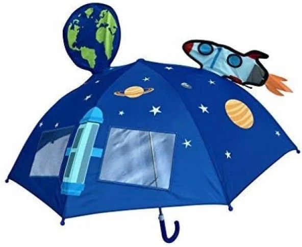 ASTRONOT KARAKTERLİ FİGÜRLÜ KIZ ERKEK ÇOCUK ŞEMSİYE HEDİYELİK UFAK BOY ÜÇ BOYUTLU - Resim 4
