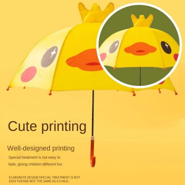 ÖRDEK KARAKTERLİ FİGÜRLÜ KIZ ERKEK ÇOCUK ŞEMSİYE HEDİYELİK UFAK BOY ÜÇ BOYUTLU - Resim 4