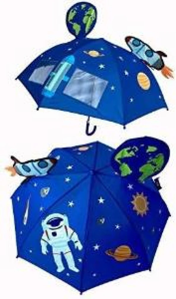 ASTRONOT KARAKTERLİ FİGÜRLÜ KIZ ERKEK ÇOCUK ŞEMSİYE HEDİYELİK UFAK BOY ÜÇ BOYUTLU - Resim 3