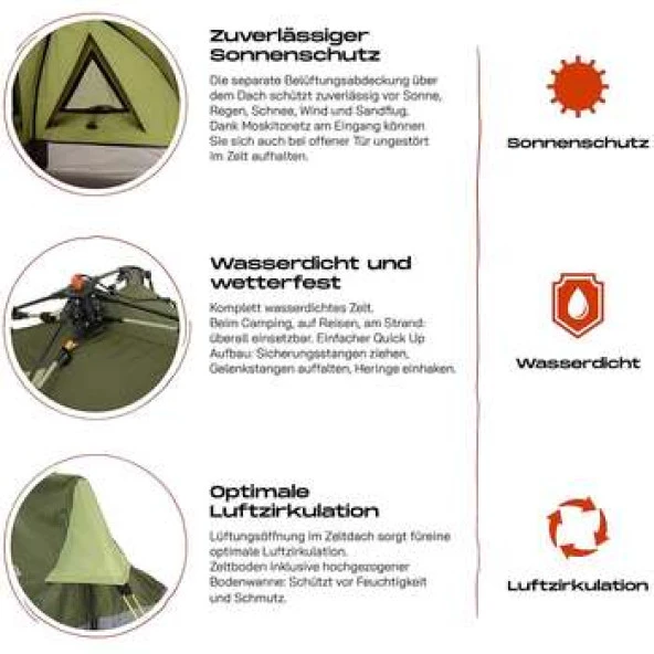 Where Tomorrow Dreieck Otomatik Çadır-Yeşil - 4